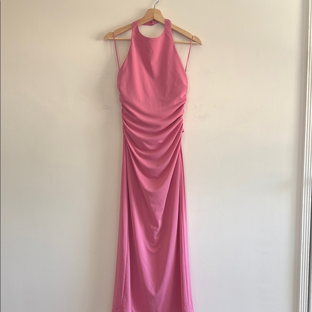 Zara Elegant Pink Halter Dress